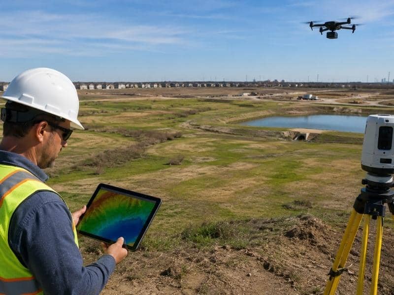 LiDAR mapping used to analyze drainage and elevation changes on a low-lying development site.