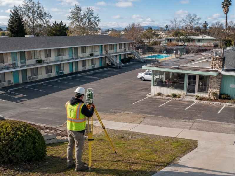 Property survey of an older motel site before housing conversion in Pensacola Florida.