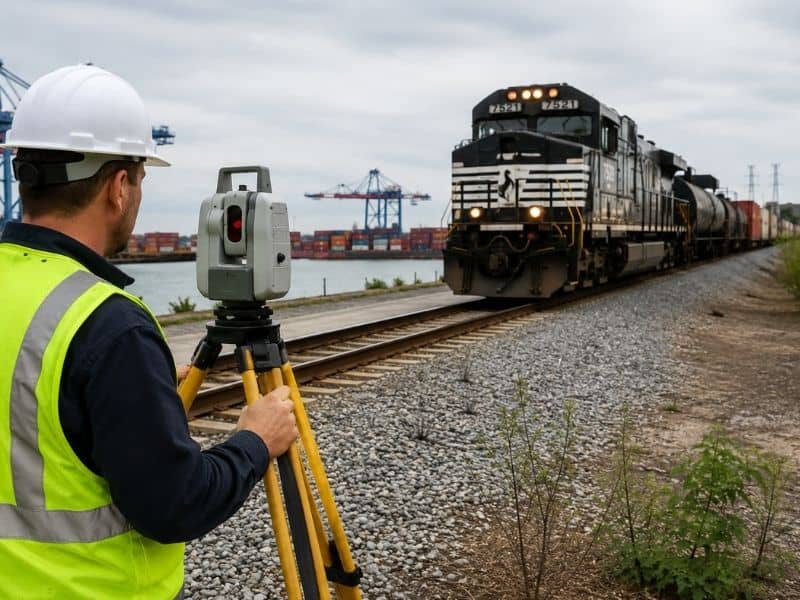 LiDAR mapping for planning around an active railroad corridor near port-connected infrastructure in Pensacola, Florida